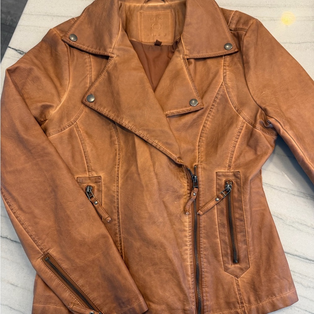Max Studio Brown Vegan Leather Jacket
